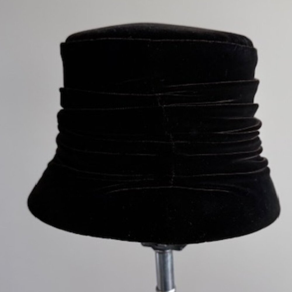 Custom made rich Chocolate Brown velvet cloche with ruching